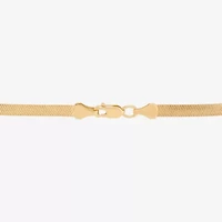 Bonded Brilliance Womens 14K Gold Over Silver 7.5 Inch Solid Herringbone Chain Bracelet