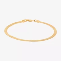 Bonded Brilliance Womens 14K Gold Over Silver 7.5 Inch Solid Herringbone Chain Bracelet