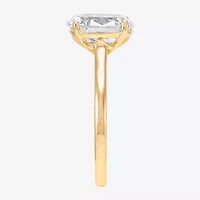 Womens White Cubic Zirconia 10K Gold Oval Solitaire Cocktail Ring