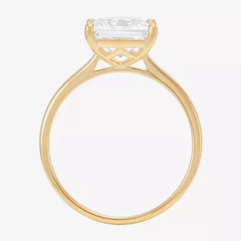 Womens White Cubic Zirconia 10K Gold Solitaire Cocktail Ring