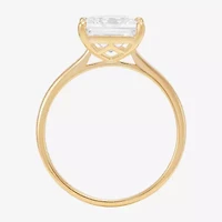 Womens White Cubic Zirconia 10K Gold Solitaire Cocktail Ring