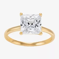 Womens White Cubic Zirconia 10K Gold Solitaire Cocktail Ring