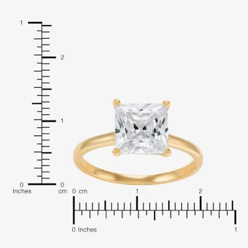 Womens White Cubic Zirconia 10K Gold Solitaire Cocktail Ring