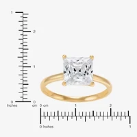 Womens White Cubic Zirconia 10K Gold Solitaire Cocktail Ring
