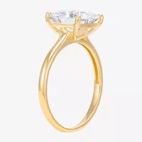 Womens White Cubic Zirconia 10K Gold Solitaire Cocktail Ring