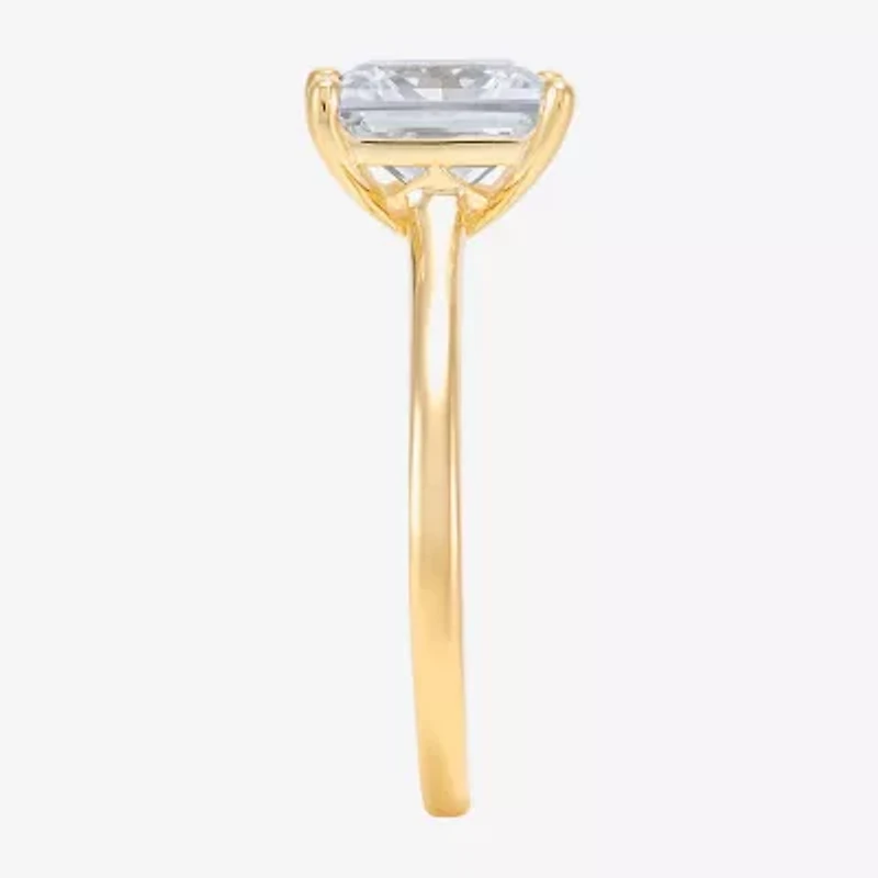 Womens White Cubic Zirconia 10K Gold Solitaire Cocktail Ring