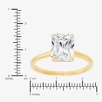 Womens White Cubic Zirconia 10K Gold Solitaire Cocktail Ring