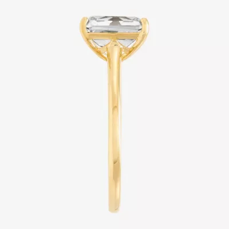 Womens White Cubic Zirconia 10K Gold Solitaire Cocktail Ring
