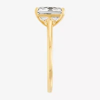 Womens White Cubic Zirconia 10K Gold Solitaire Cocktail Ring