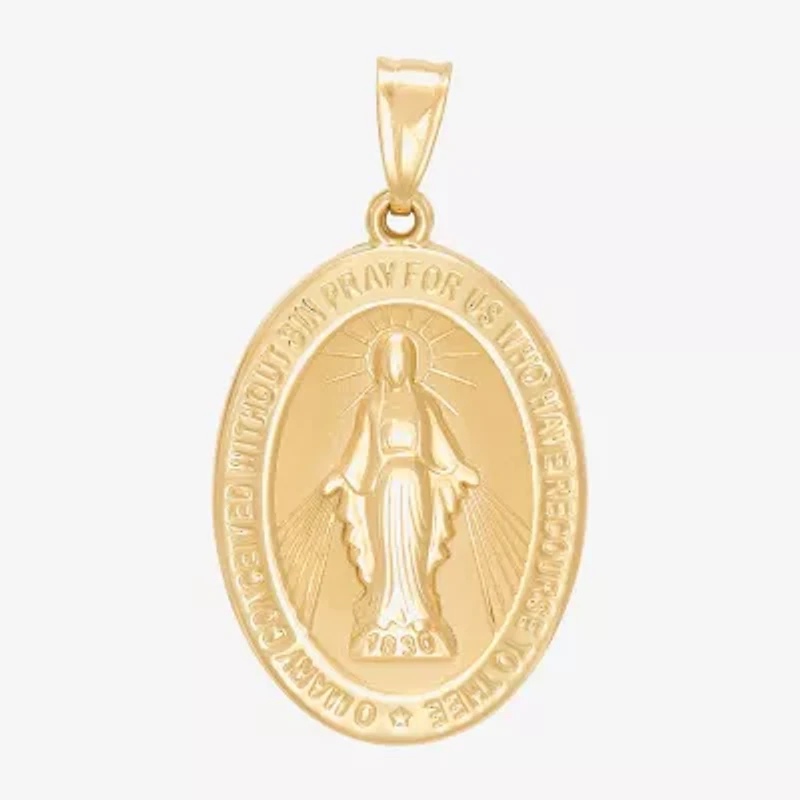 Virgin Mary Womens 14K Gold Oval Pendant