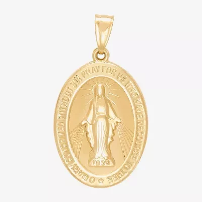 Virgin Mary Womens 14K Gold Oval Pendant