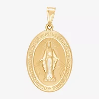 Virgin Mary Womens 14K Gold Oval Pendant