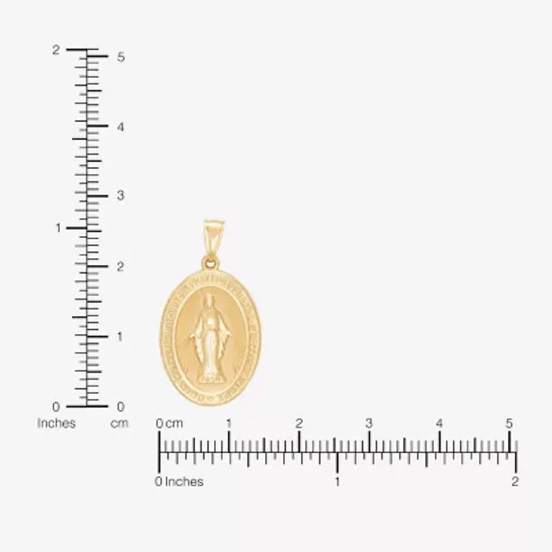 Virgin Mary Womens 14K Gold Oval Pendant
