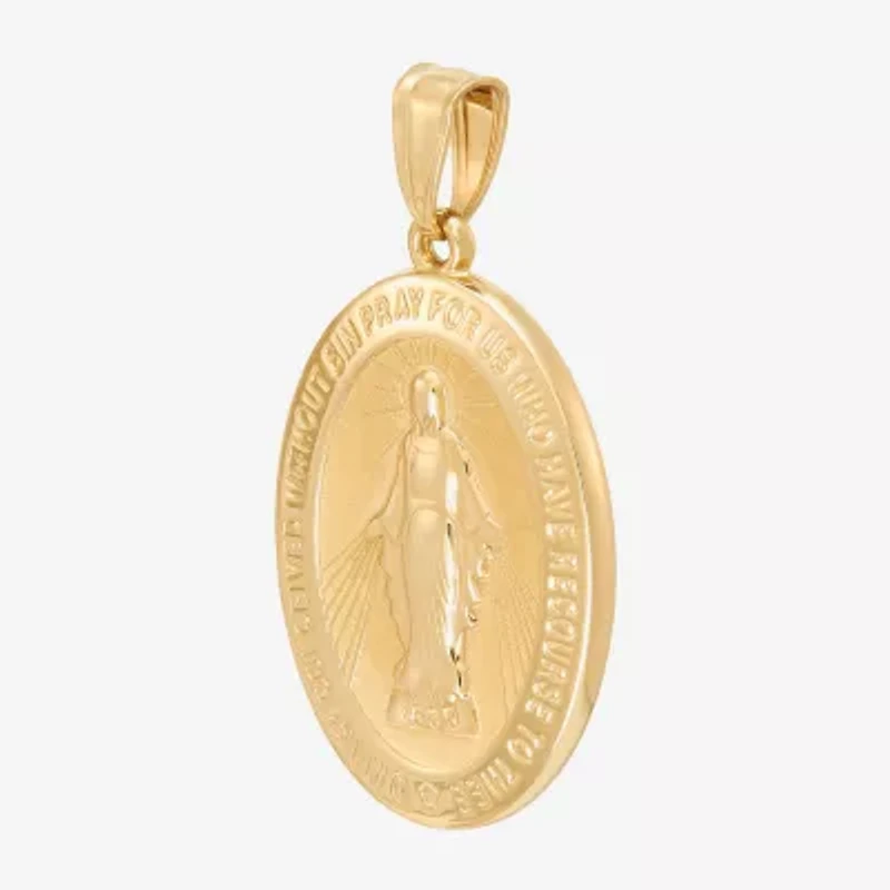 Virgin Mary Womens 14K Gold Oval Pendant