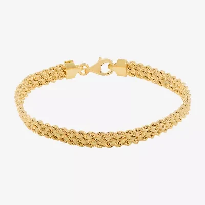 Made in Italy Womens 14K Gold 7.5 Inch Hollow Rope Chain Bracelet
