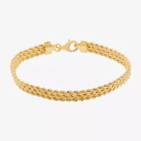 Made in Italy Womens 14K Gold 7.5 Inch Hollow Rope Chain Bracelet