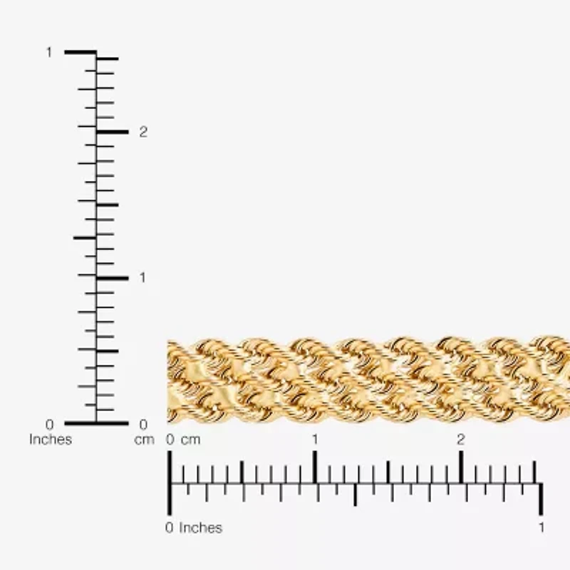 Made in Italy Womens 14K Gold 7.5 Inch Hollow Rope Chain Bracelet