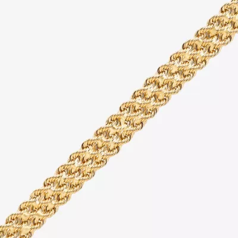 Made in Italy Womens 14K Gold 7.5 Inch Hollow Rope Chain Bracelet