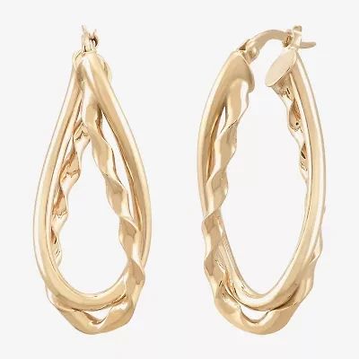 Made in Italy Womens 14K Gold Hoop Earrings