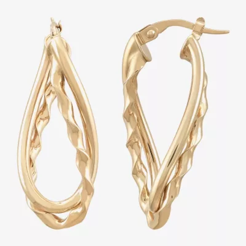 Made in Italy Womens 14K Gold Hoop Earrings