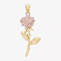 Womens 10K Two Tone Gold Flower Pendant