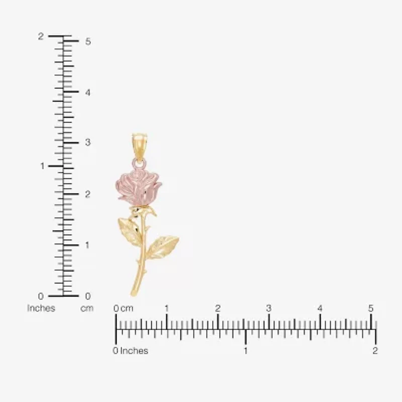 Womens 10K Two Tone Gold Flower Pendant