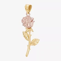 Womens 10K Two Tone Gold Flower Pendant