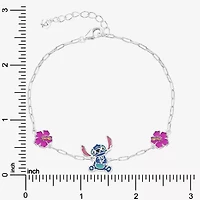 Disney Collection Girls Sterling Silver Flower Lilo & Stitch Bolo Bracelet