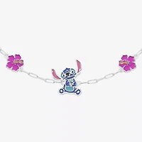 Disney Collection Girls Sterling Silver Flower Lilo & Stitch Bolo Bracelet