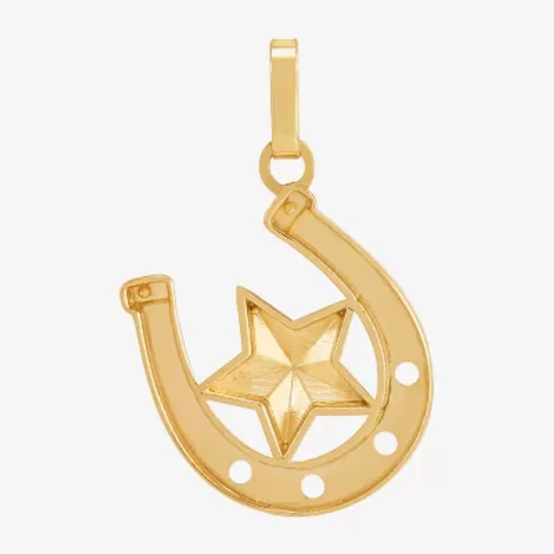 Womens 10K Two Tone Gold Star Pendant