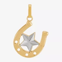 Womens 10K Two Tone Gold Star Pendant