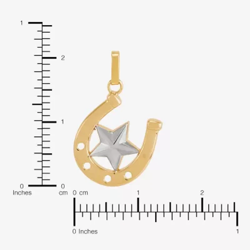 Womens 10K Two Tone Gold Star Pendant