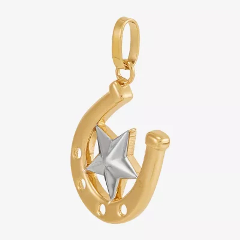 Womens 10K Two Tone Gold Star Pendant