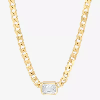 Silver Addiction Womens 14K Gold Over Silver 18 Inch Curb Chain Necklace