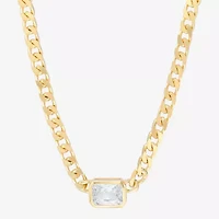 Silver Addiction Womens 14K Gold Over Silver 18 Inch Curb Chain Necklace