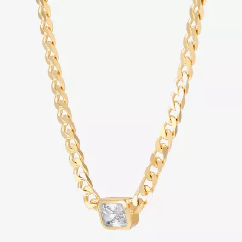 Silver Addiction Womens 14K Gold Over Silver 18 Inch Curb Chain Necklace