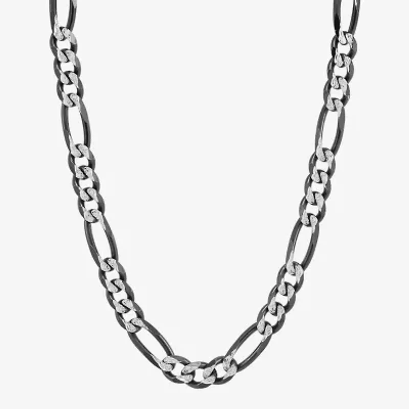 Made in Italy Unisex Adult Sterling Silver 24 Inch Figaro Chain Necklace