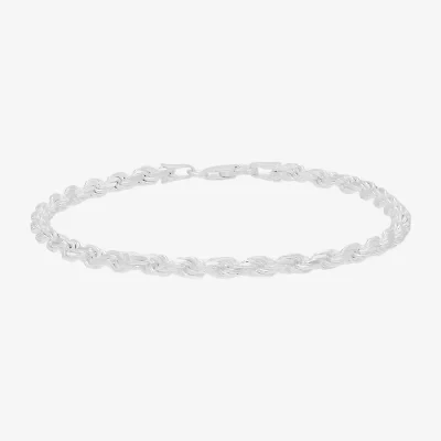 Made in Italy Womens Sterling Silver 7.5 Inch Solid Rope Chain Bracelet