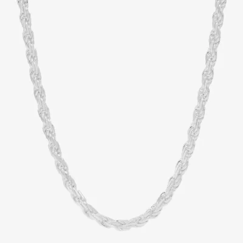 Made in Italy Womens Sterling Silver 20 Inch Rope Chain Necklace