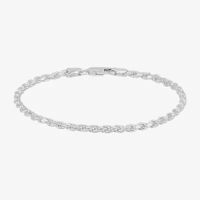 Made in Italy Womens Sterling Silver 7.5 Inch Solid Rope Chain Bracelet