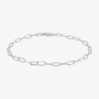 Made In Italy Womens Sterling Silver Inch Solid Link Chain Bracelet