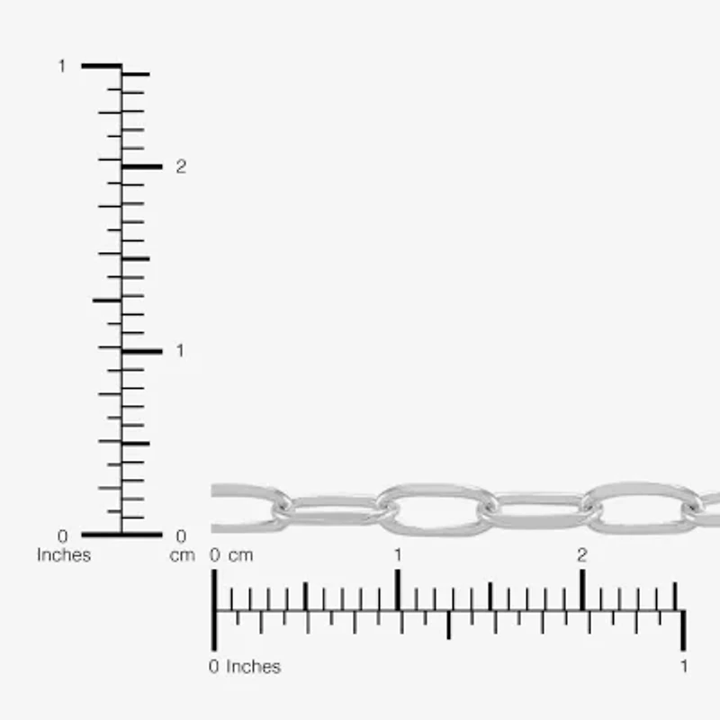 Made In Italy Womens Sterling Silver Inch Solid Link Chain Bracelet