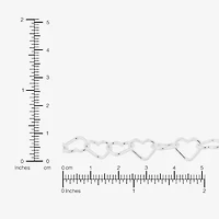 Made in Italy Womens Sterling Silver 9 Inch Solid Link Heart Ankle Bracelet