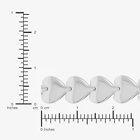 Made in Italy Womens Sterling Silver 7.5 Inch Solid Link Heart Chain Bracelet