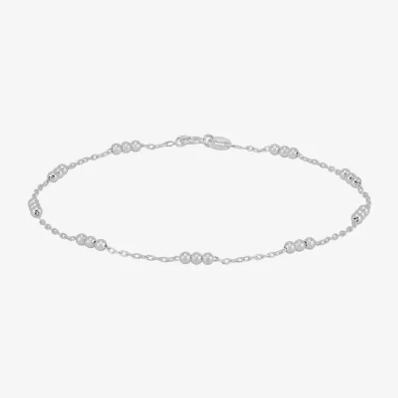Made in Italy Womens Sterling Silver 9 Inch Solid Cable Heart Chain Bracelet