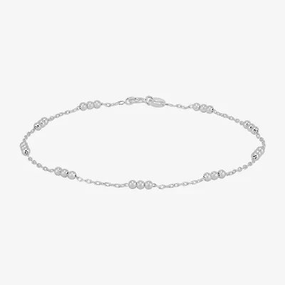 Made in Italy Womens Sterling Silver 9 Inch Solid Cable Heart Chain Bracelet