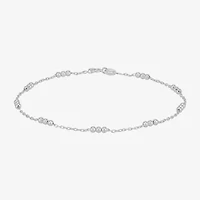 Made in Italy Womens Sterling Silver 9 Inch Solid Cable Heart Chain Bracelet