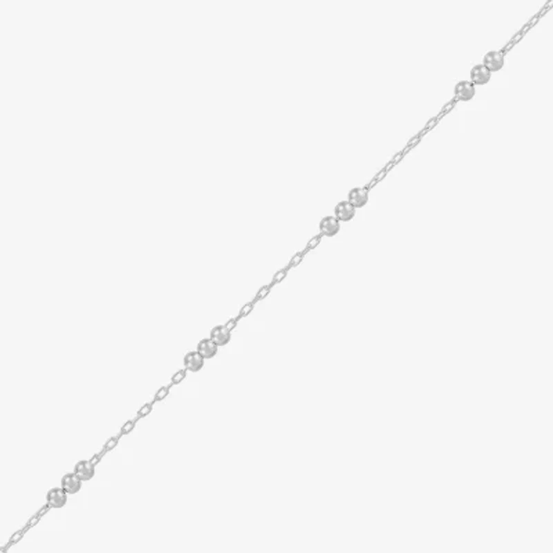 Made in Italy Womens Sterling Silver 9 Inch Solid Cable Heart Chain Bracelet