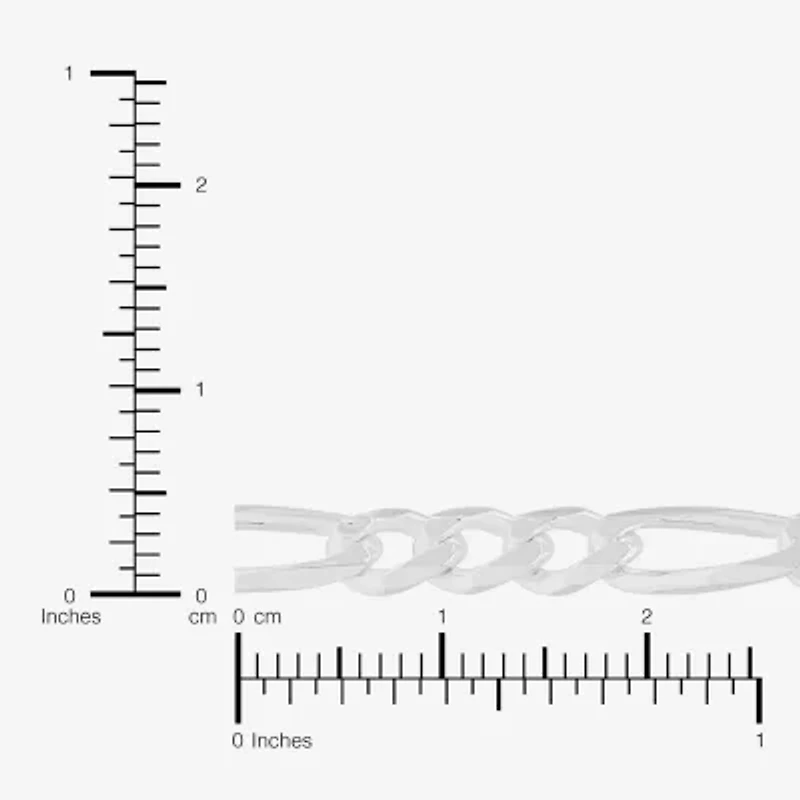 Made in Italy Womens Sterling Silver 24 Inch Figaro Chain Necklace