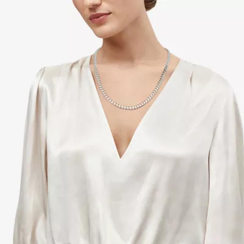 Made in Italy Womens Sterling Silver 22 Inch Curb Chain Necklace